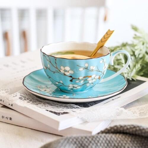 Top Grade Bone China Coffee Cup Set British Teatime Afternoon Porcelain Teacups And Saucers Dessert Flat Plate Tea Party