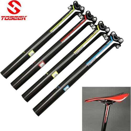 Toseek Carbon Seatpost 27.2/30.8/31.6mm Road Mountain Bike Seatpost T800 Carbon Fiber MTB Seat Tube 350/400mm Bicycle Part