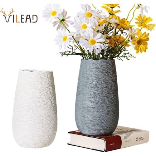 VILEAD Nordic Modern Ceramic Vase Frosted Plain Plant Pot Home Decor Dried Flower Art Indoor Living Room Desktop Decoration