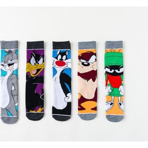 High Quality Fashion European and American Style Personality Mens Socks Cartoon Rabbit In Tube Sports Socks Hip Hop Harajuku