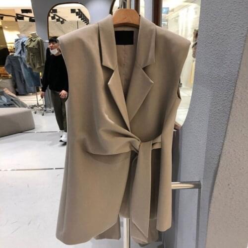 High-quality 2021 Spring New Womens Suit Korean Style Temperament Waist Casual Sleeveless Vest Jacket Fashion Female