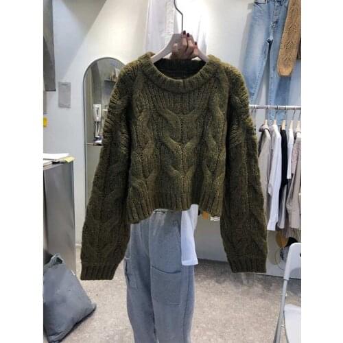 Womens 2020 autumn and winter new lazy temperament round neck loose all-match sweater womens outer sweater