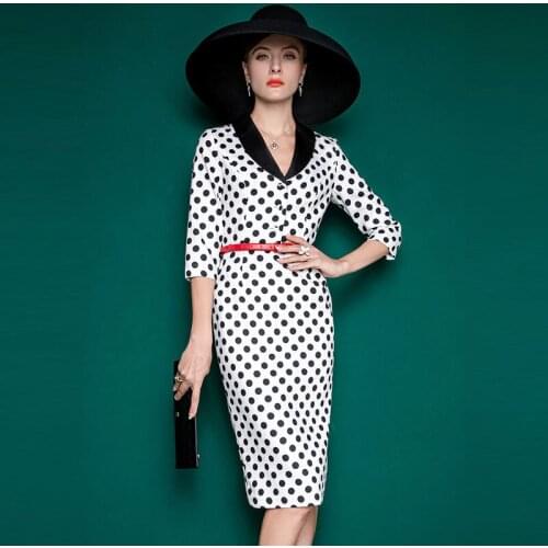 High End Retro Dress Womens Spring And Autumn 2021 New Style Chiffon Slim Dot Skirt