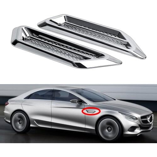 2Pcs Car Styling DIY Car 3D Shark gill Side Air Vent Fender Cover Hole Intake Duct Flow Grille Decoration Sticker