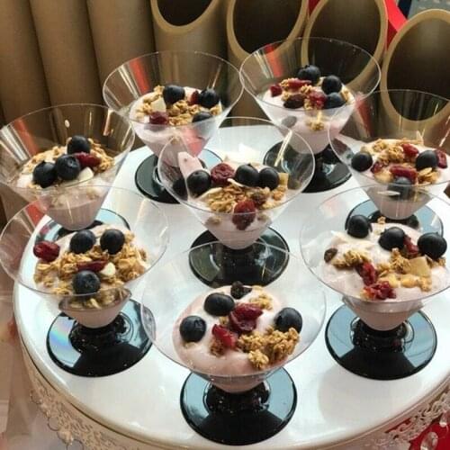 20pcs High quality thick plastic cups 180ml creative transparent wine cocktail cup party wedding favor disposable pudding cup