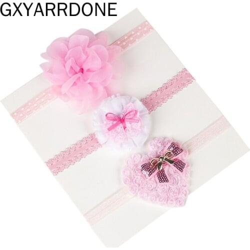 2021 Baby Flower Headband Valentines Day Childrens Headwraps Baby Pink Love Heart Elastic Bows Turban Hair Accessories