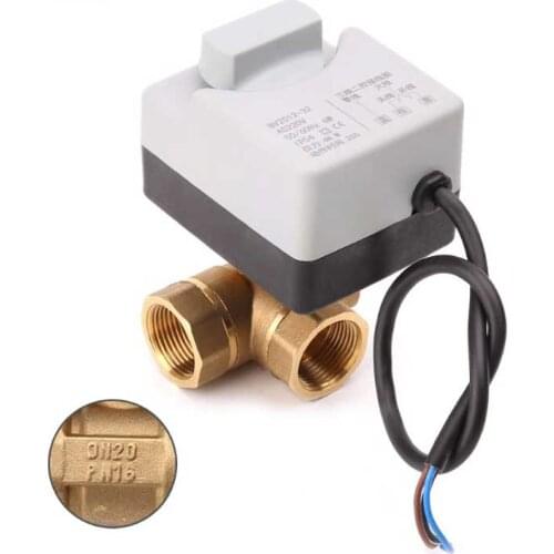 AC220V 3-way electric motorized ball valve three wires two controls for air conditioning