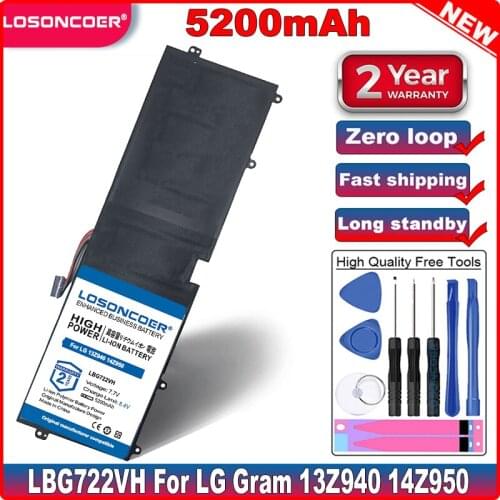 5200mAh LBG722VH Laptop Battery For LG Gram 13Z940 14Z950 EAC62198201 13ZD940 14ZD960-GX5GK EAC621982 LBP7221E 7.6V 30.40Wh
