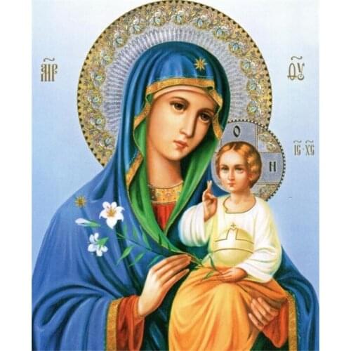 Diamond Embroidery Icon DIY 5D Square Full Mary and Jesus Needle Gift Rhinestone Pasted Full Round Diamond Painting Religion
