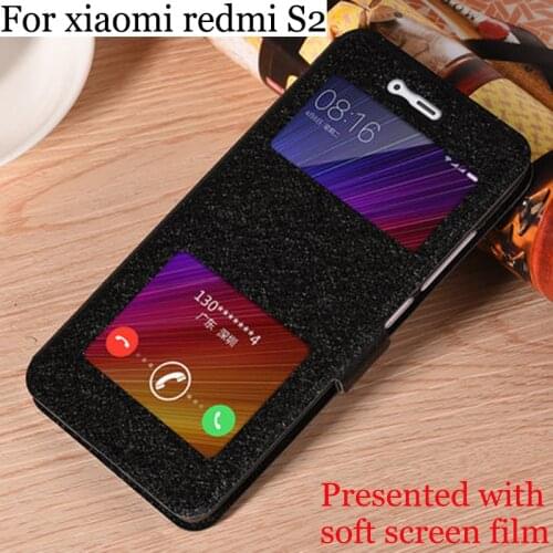 Open window back cases For xiaomi redmi S2 case PU leather skin Flip cover For xiaomi redmi S 2 phone case redmiS2 shell fundas