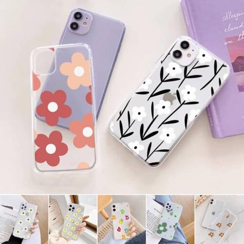 Flowers pink design painting Phone Case Transparent for iPhone 11 12 6 7 8 Pro X XS Max XR Plus Silicone Soft Clear mobile bags