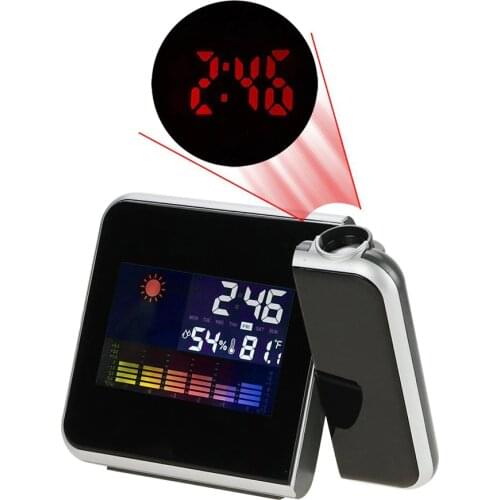 Digital Wall Projection Weather LCD Screen Snooze Alarm Rotatable Clock Display with LED Backlight Temperature Humidity
