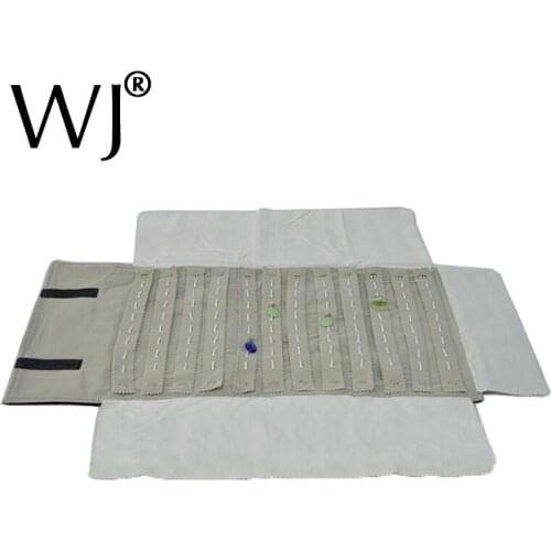 Handmade Necklace Pendant Jewelry Roll Travel Carrying Case Bag Organizer Roll-Up Pouch Grey Black Velvet With 96 Bear for Store