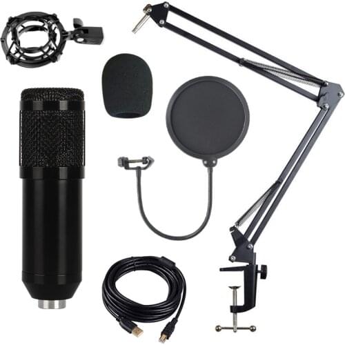 BM 800 Condenser Microphone Studio Recording Microphone Kit Karaoke Microphone for Computer PC Stand Tripod Shock Mount