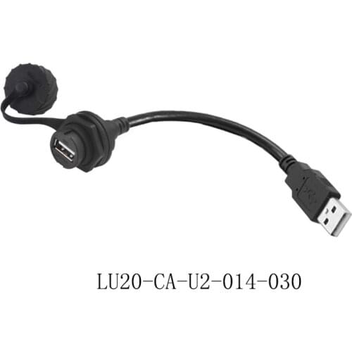 LSHITECH Waterproof Extension Cable IP67 Double USB M20 1.5A 30V Data Sync Adapter Signal Aviation Female to Male USB Connector