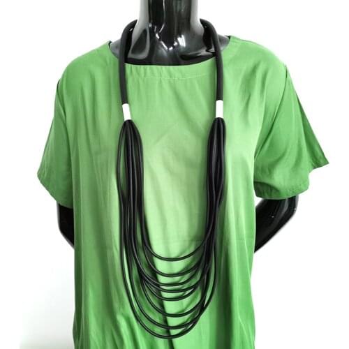 YD&YDBZ Multi Layer Rubber Long Statement Necklace For Women Handmade DIY Soft Leather Pendant Necklaces Minimalist Jewelry Gift