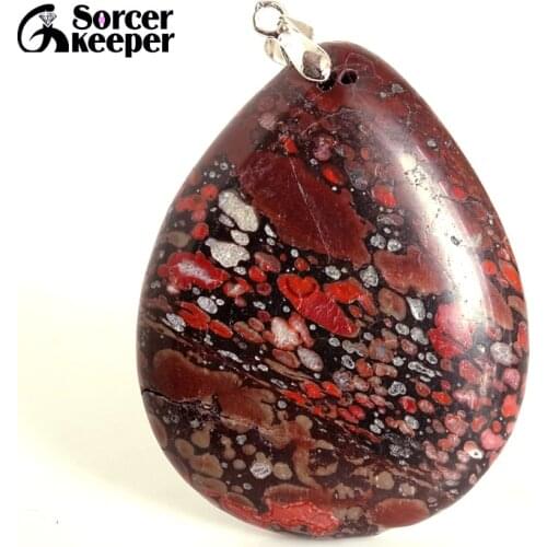 Fashion Leopard Skin Jaspers Pendant Natural Stone Cabochon Beads Diy Earring Necklace Jewelry Making Gem Accessory BA414