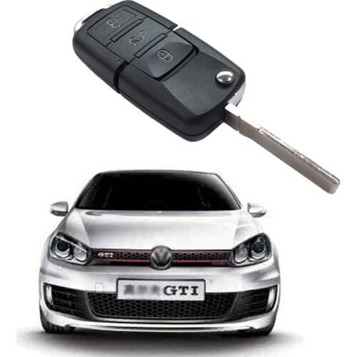 JEAZEA New 3 Button Blade Blank Remote Car Key Fob Case Shell Uncut Keyless for Volkswagen VW Jetta Golf Passat Polo Bora