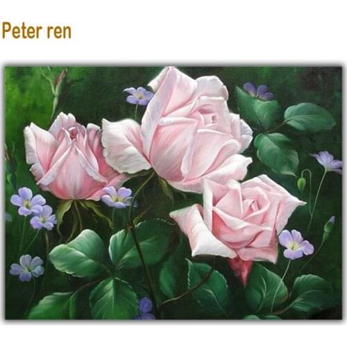 Peter ren Full Square/Round Diamond Painting Cross Stitch Wall Art Decor Diamond Mosaic Picture of Rhinestones Roses in flowers