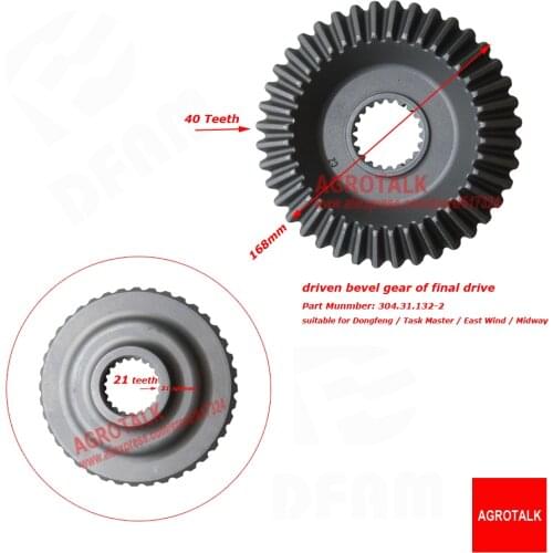 The driven bevel gear of final drive for Dongfeng 30-45HP tractor like for East Wind / Task Master, part number: 304.31.132-2