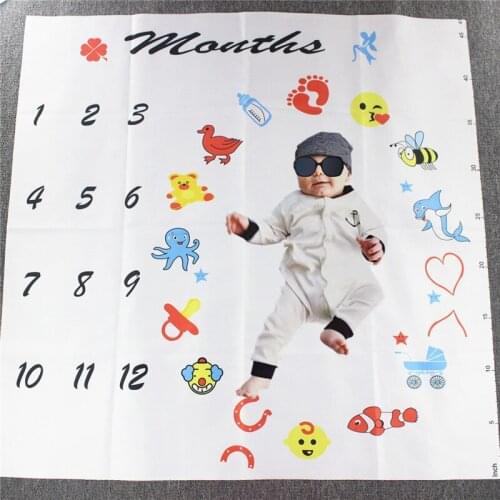 Cartoon New Born Baby Milestone Monthly Background Blankets Photo Props Full Month Backdrop Cloth Boy Girl Picture Accessories