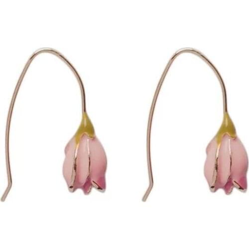 French Girl Earrings Tulip Flower Heart Spring Elegant Woman Metal Trendy Gental Cute Sweet Floral Earring Ear Studs Jewelry