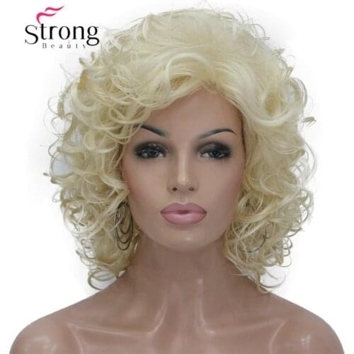 StrongBeauty Short Super Curly thick Blonde Full Synthetic Wig Wigs