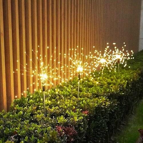 2021 LED Solar Firework Lights Outdoor Waterproof Fairy Garland 90/150 LEDs Light String Garden Lawn Street Christmas Decoration