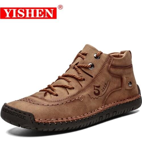 Fashion Men Leather Boots Warm Fur Snow Boots Winter Shoes High Quality Split Leather Comfortable Ankle Men Warm Boots Plus Size