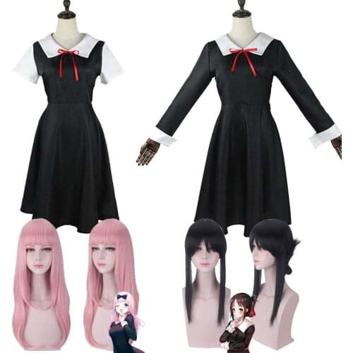Shinomiya Kaguya Cosplay Costume Kaguya-Sama: Love Is War Fujiwara Chika Wigs Anime Womans Dresses + Headdress