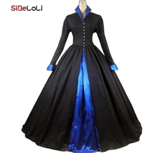 Renaissance Queen Elizabeth I Tudor Gothic Black Dress Theater Victorian Steampunk Clothing Ball Gown