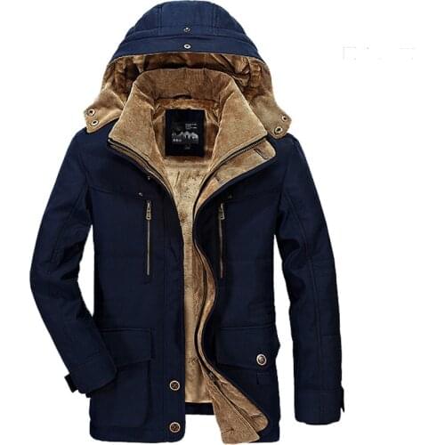 Winter Jacket Men Thicken Velvet Hooded Military Cotton-Padded Jacket Men Overcoat Warm Fleece With Fur Parka Coat Plus Size 6XL