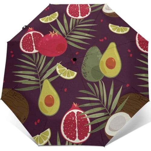 Sunny Umbrella Tropical Fruits Palms Automatic folding portable men women umbrella Sunscreen rain Windproof beach parasol