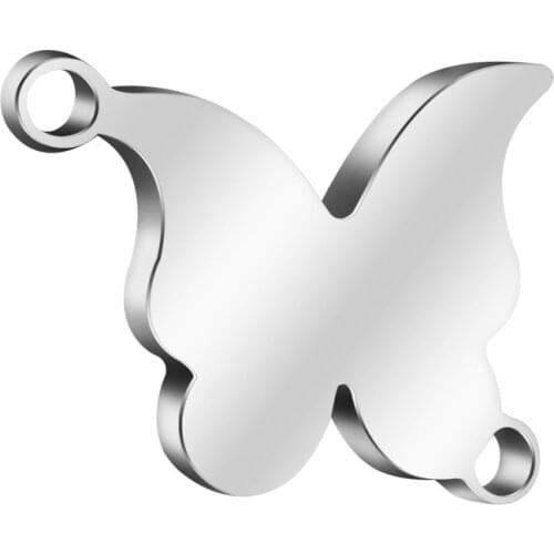 10pcs/Lot Stainless Steel Small Butterfly Charms Connector Two Holes For Women DIY Jewelry Making 11*15mm