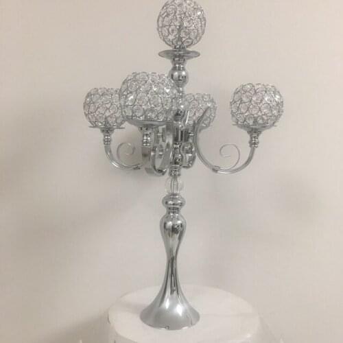 12pcs)65cm Tall Crystal glass Votive candle holder Wedding Event Decoration Metal sliver Candelabra yudao612