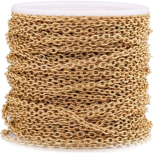 2m Lot 3MM Stainless Steel Gold Filled Chain Embossed Cable Link Chains for DIYJewelry Making Supplies Necklace Wholesale Items