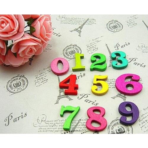 400pcs Multi colors Wood numbers Beads buttons,colorful, flowers ornament 25mm big wood numerial set D25