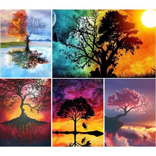5D Diy Diamond Painting Kits Four season Tree Full Round With AB Drill Diamond Embroidery Mosaic Picture of Rhinestones Decor