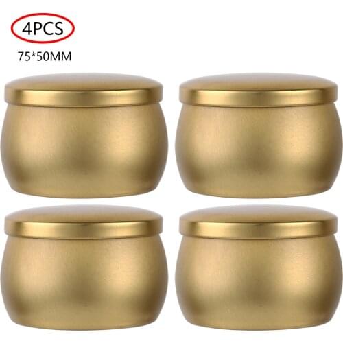 4 Pcs Solid Color Tinplate Drum Jar Candy Box Rose Tea Pot Cookie Case Home Decor Festive Party Supplies DIY Candle Making