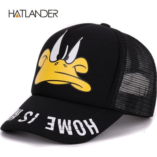 Hatlander cute children baseball caps baby girls sun visor hats boys snapback casquette gorras cartoon duck kids summer mesh cap