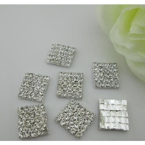 BT311 16*16mm))5pcs Clear Square Flatback Rhinestone Crystal Button Embellishment