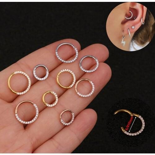 1Pc New Top Zircon 100% Surgical Steel Segment Rings Open Small Septum Piercing Nose Earrings fashion body piercing jewelry 16G