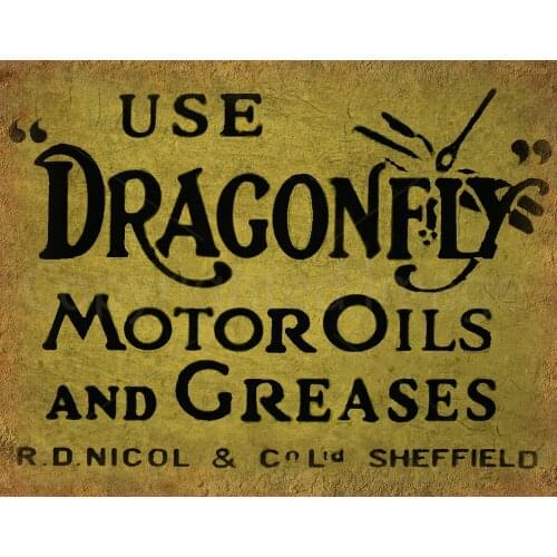 1920 Dragonfly Motor oils & Greases METAL TIN SIGN POSTER WALL PLAQUE