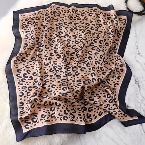 70X70CM Fashion Women Square Scarf Fake Silk Wraps Elegant Office Leopard Dot Spring Summer Head Neck Hair Tie Band Neckerchief