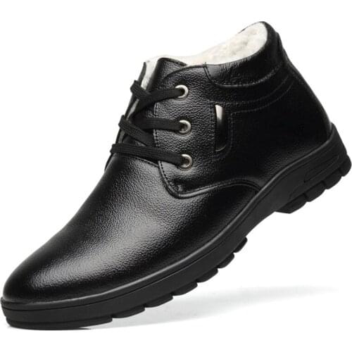 Luxury Brand Men Winter Genuine leather Boots Warm Thicken Fur Mens Ankle Boots Male Business Office Formal Leather Shoes gb6