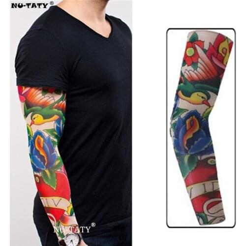 Nu-TATY Flower and Bird Man&woman style Tattoo Sleeve Stockings Body Art Leggings Cool Boys Girls Party Wearings