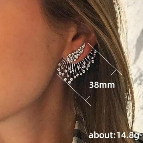 NurmWung New Exaggerated Earrings Luxury Wings Zircon Exquisite Charm Gift Women Fashion Bride Engagement Party Jewelry