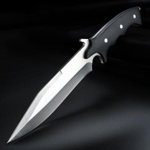 Outdoor Hunting Knife Full Tang Fixed Blade Knife D2 Steel Wood Handle Straight Camping Knives for Hunter