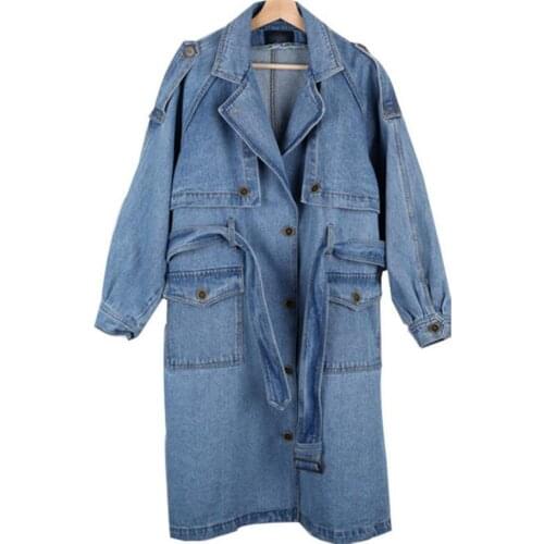 New Arrival denim Coat Women Loose coat female long single-breasted Outwears