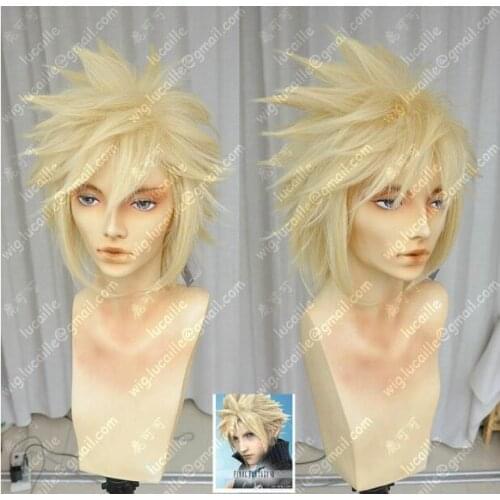 WIG Final Fantasy Final Fantasy 7 Cloud Cloud pale golden Cosplay Wig Free Shipping